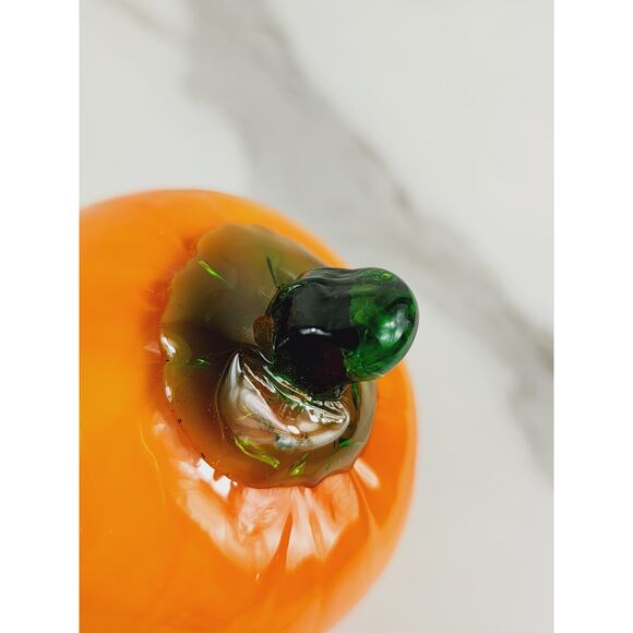 Art Glass Hand Blow Orange Squash Vegetable 5 1/2" Home Decor 90s Vintage - Picture 7 of 10